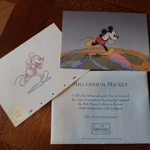Walt Disney Collectors Society Millennium Mickey Mouse 2 Lithographs 2000 VTG